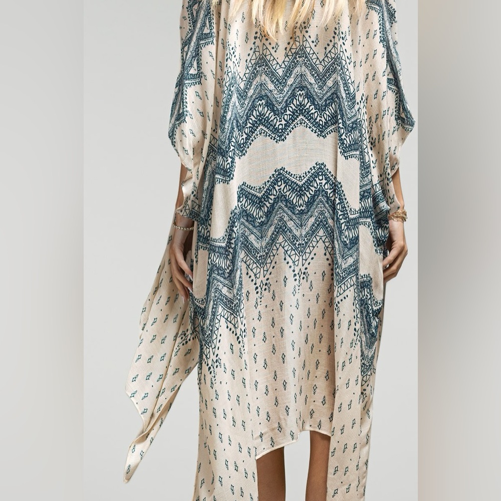15. Bohemian Boho blue cream kimono - Picture 5 of 6